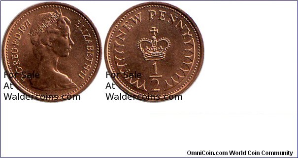 Elizabeth II
Decimal Half Penny
Bronze