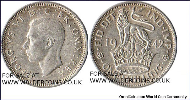 George VI
One Shilling
.500 Silver