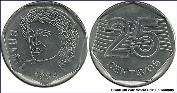 Brazil 25 Centavos 1994