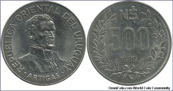 Uruguay 500 N.Pesos 1989