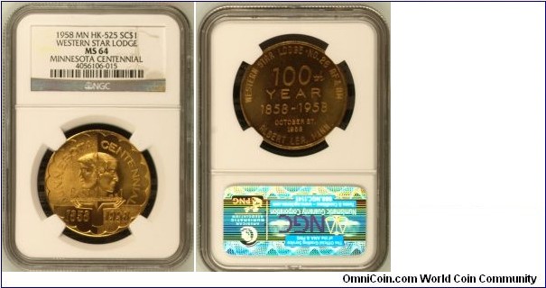 HK-525 Western Star Lodge SC$1 NGC MS-64