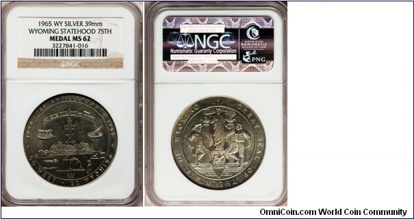 HK-unlst Wyoming Statehood 75th Anniv Silver SC$1 NGC MS-62