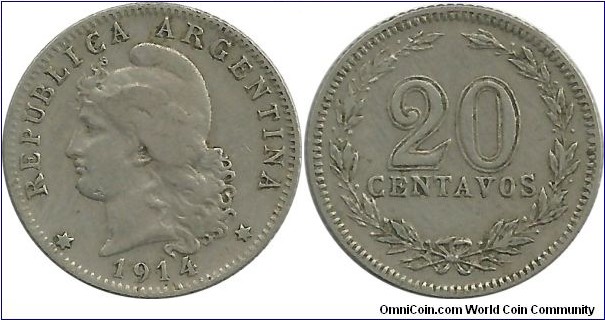 Argentina 20 Centavos 1914