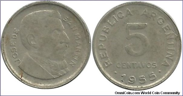 Argentina 5 Centavos 1955