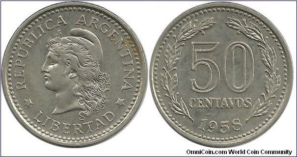 Argentina 50 Centavos 1958