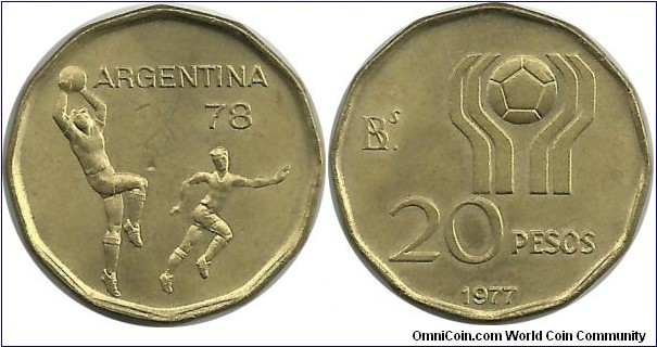 Argentina 20 Pesos 1977 - World Football Championship