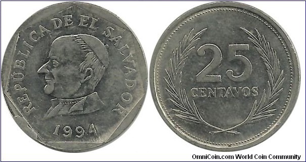 ElSalvador 25 Centavos 1994