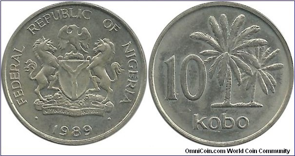Nigeria 10 Kobo 1989
