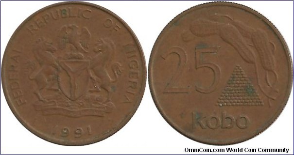 Nigeria 25 Kobo 1991