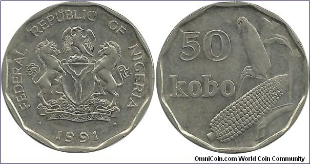 Nigeria 50 Kobo 1991