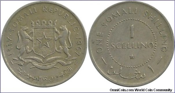 Somali 1 Somali Shilling - 1 Scellino 1967