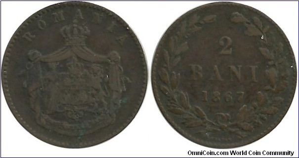 Romania 2 Bani 1867Heaton