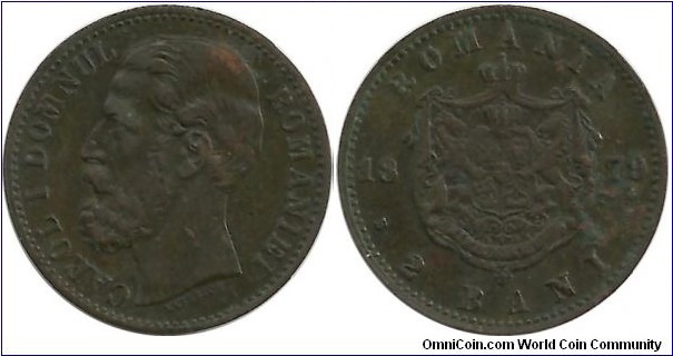 Romania 2 Bani 1879B Prince-Domnul Carol I