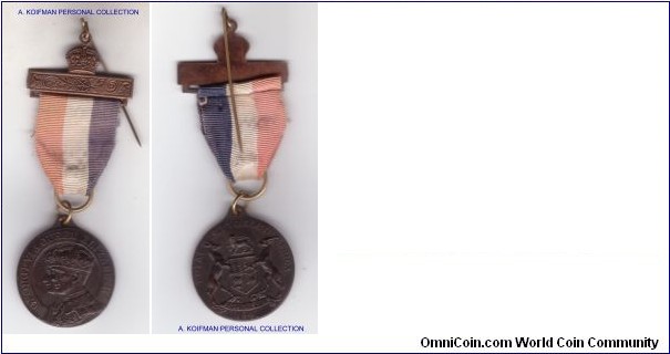 1947 British Royal couple visit to South Africa medal, appear bronze, with original ribbon and clasp
