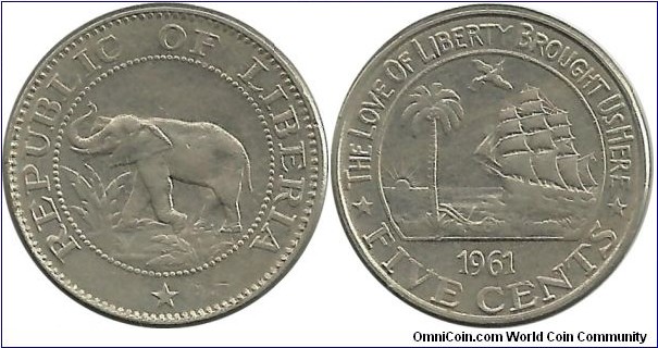 Liberia 5 Cents 1961