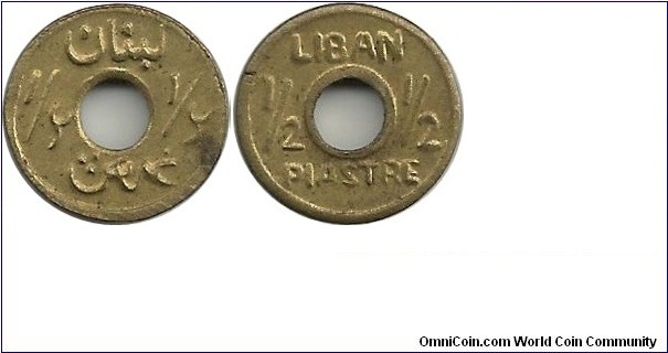 Lebanon ½ Piastre ND(1)
Struck in the Second World War, may be in 1941