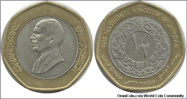 Jordan ½ Dinar 1997