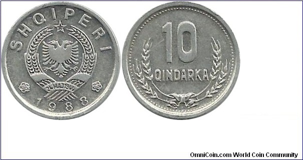 Albania 10 Qindarka 1988