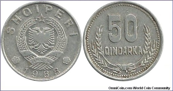 Albania 50 Qindarka 1988