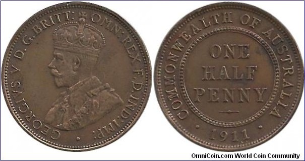 Australia ½ Penny 1911