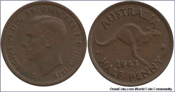 Australia ½ Penny 1943
