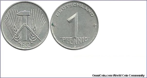 DDR 1 Pfennig 1952A