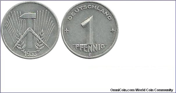 DDR 1 Pfennig 1953E