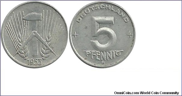 DDR 5 Pfennig 1953E