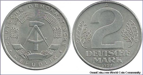 DDR 2 Deutsche Mark 1957A