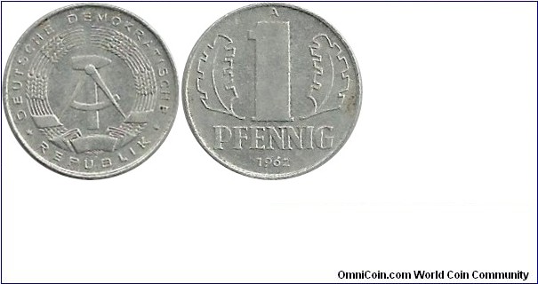 DDR 1 Pfennig 1962A