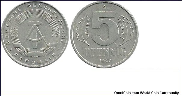 DDR 5 Pfennig 1968A