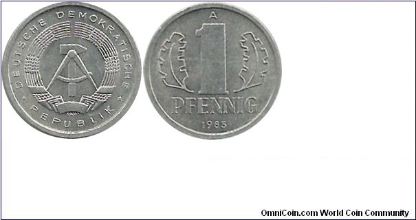 DDR 1 Pfennig 1985A