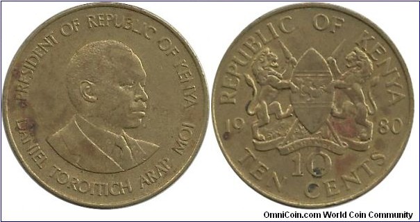 Kenya 10 Cents 1980