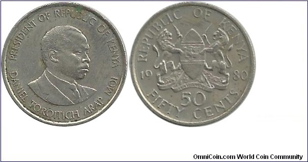 Kenya 50 Cents 1980