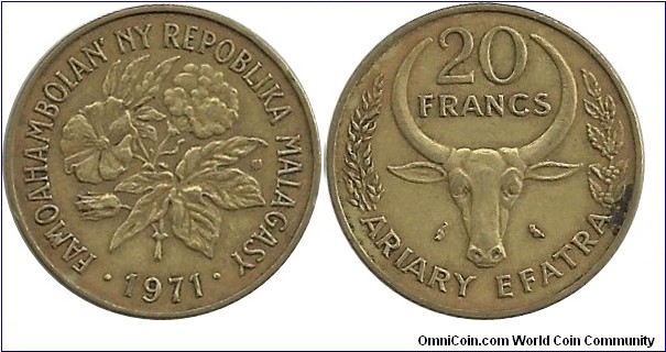 Madagascar 20 Francs 1971
