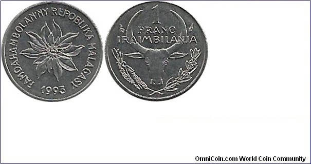 Madagascar 1 Franc 1993