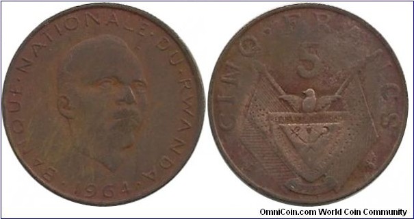 Rwanda 5 Francs 1964