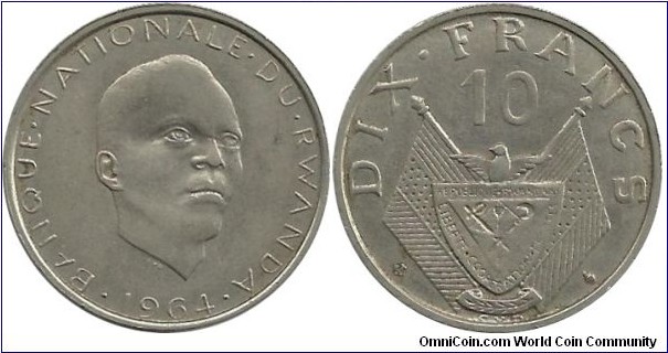 Rwanda 10 Francs 1964