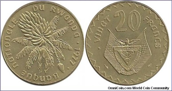 Rwanda 20 Francs 1977