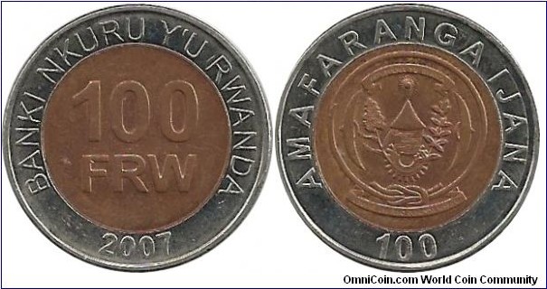 Rwanda 100 Francs 2007 - Banki Nkuru