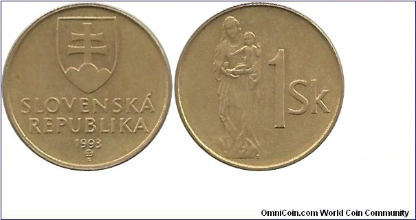 Slovakia 1 Slovakian Koruna 1993