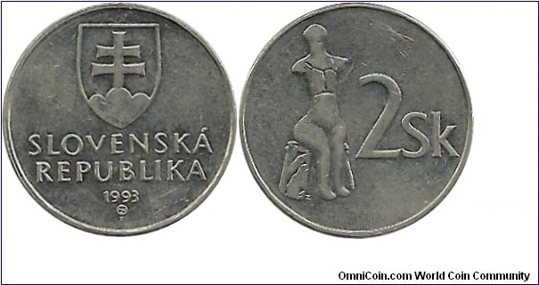 Slovakia 2 Slovakian Korun 1993