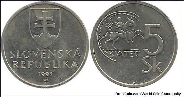 Slovakia 5 Slovakian Korun 1993