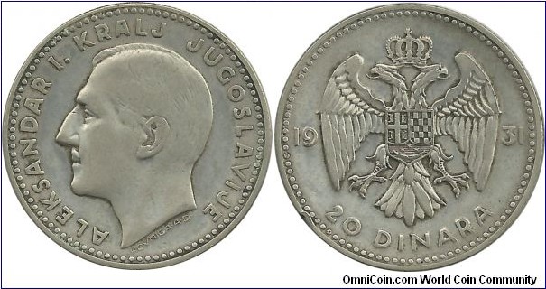 Yugoslavia 20 Dinara 1931