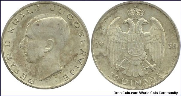 Yugoslavia 20 Dinara 1938