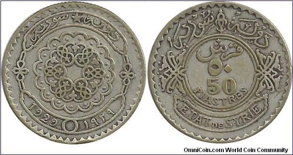 Syria 50 Piastres 1929