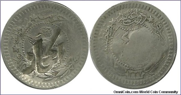 Hejaz Countermark on Ottoman 40 Para 1327-8