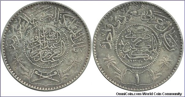 Saudi Arabia 1 Riyal AH1370(1950)-Ag