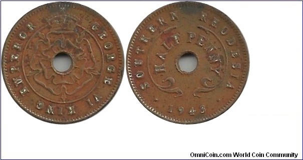 Southern Rhodesia ½ Penny 1943