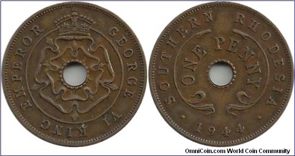Southern Rhodesia 1 Penny 1944